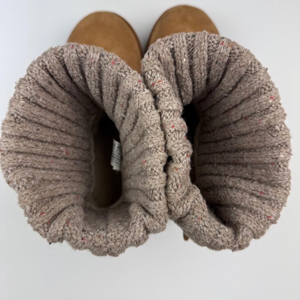 UGG Cambridge 1003175 Womens 10 Chestnut Suede Knit Cuff Buckle Boots - Picture 7 of 14
